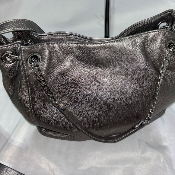 🔥SALE Michael Kors Silver Satchel Crossbody Bag - Picture 5 of 15